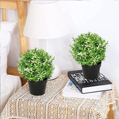 Kuber Industries Faux Plants Artificial Plants with Mini Plastic Pot- Pack of 2 (Green)-HS_38_KUBMART21466