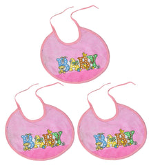 Heart Home Rouned Shaped Unisex Baby Cotton Super Bib, Baby Bib, Washable, Stain And Odor Resistant-Pack of 3 (Pink)-HS43HEARTH25534