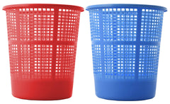 Kuber Industries Plastic 2 Pieces Mesh Dustbin Garbage Bin for Office use, School, Bedroom, Kids Room, Home, Multi Purpose, 5 Liters (Blue & Red)-KUBMART252