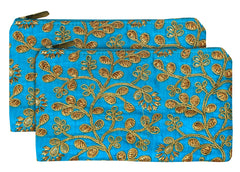 Kuber Industries Embroidery Women Hand Purse Wallet for Party, Wedding, Dating- Pack of 2 (Blue)