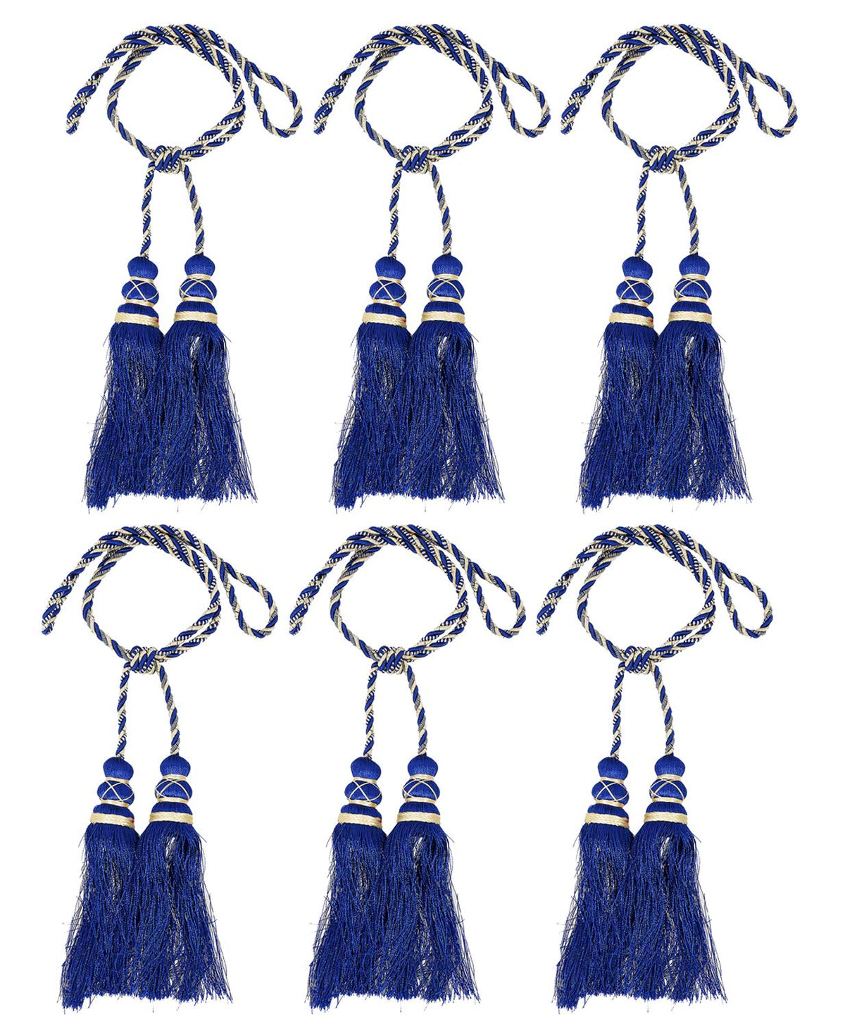 Kuber Industries Polyester 6 Pieces Curtain Tie Back Tassel Set (Royal Blue) CTKTC33465