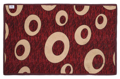 Heart Home Door Mat|Circle Print Design & Soft Microfiber|Anti Slip & Water Absorbant|Size 56 x 37 CM, Pack of 3(Maroon)-HEARTXY11461