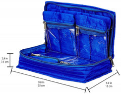 Kuber Industries Designer Cotton Jewellery Box, Blue, Standard (KU0416)