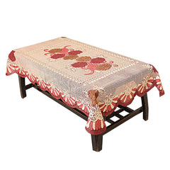 Kuber Industries Floral Cotton 4 Seater Centre Table Cover - Red (CTKTC01153)