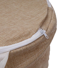 Heart Home Laundry Basket | Round Foldable Laundry Basket | Jute Storage Bag with Button Handles | Clothes Basket for Home | Toy Storage Basket | 45 LTR | Pack of 2 | Beige