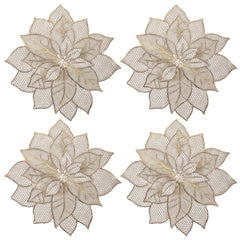 Kuber Industries Flower Design Soft Leather Table Placemats, Set of 4 (Gold)-HS43KUBMART26100, Standard