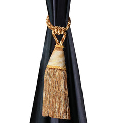 Kuber Industries Beads Beautiful Design Polyester 4 Pieces Curtain Tie Back Tassel Set (Gold) CTKTC33519