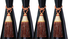 Kuber Industries Beads Beautiful Design Polyester 4 Pieces Curtain Tie Back Tassel Set (Light Brown) CTKTC33543