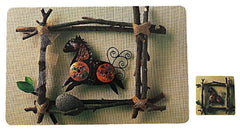 Kuber Industries Flower Design PVC 6 Piece Dining Table Placemat Set with Tea Coasters (Green)-CTKTC032176