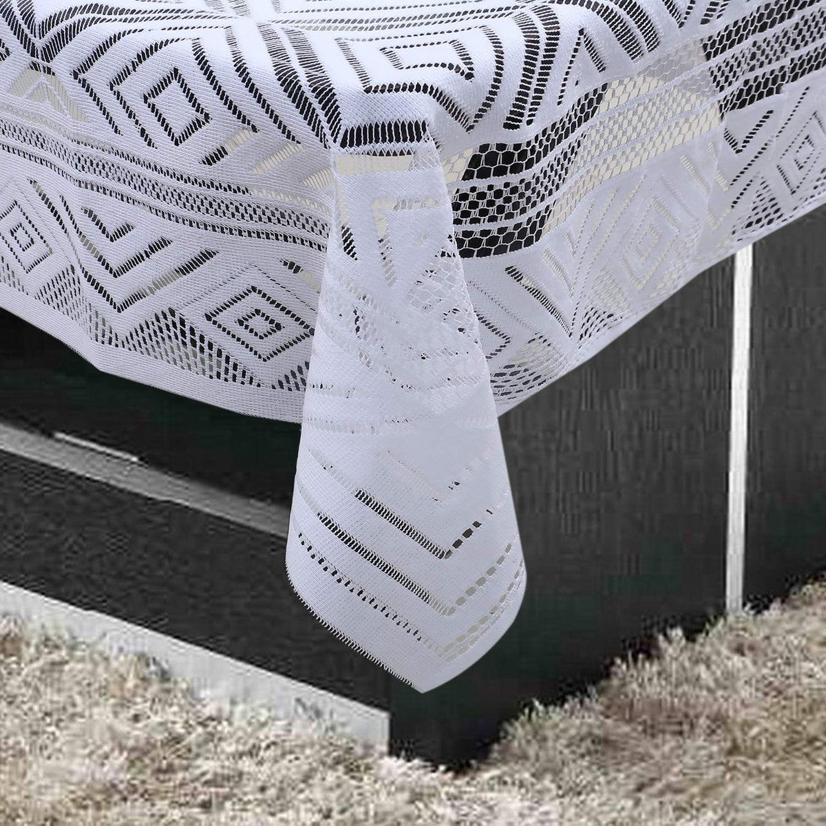 Kuber Industries Cotton 1 Piece 4 Seater Center Table Cover (White) -CTKTC5803