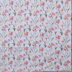 Kuber Industries Lightweight Floral Design Cotton Reversible Double Bed Dohar|AC Blanket for Home & Travelling (Red)