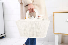 Kuber Industries High-Capicity Shopping Basket with Handle (White)