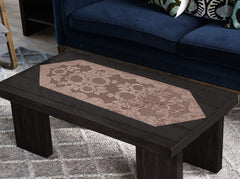 Kuber Industries Floral Design Velvet Dining Table Runner (Brown), CTKTC013815