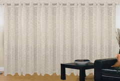 Kuber Industries Flower Design 6 Pieces Sheer Door Curtains Linen Look Semi Transparent Voile Grommet Elegance Curtains for Living Dining Room, Bedroom Drapes 48 x 84 Inch Long, (Cream) - CTKTC40516