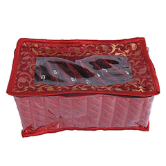 Kuber Industries Laminated Satin 10 Pouch Jewellery Box (Maroon and Green) - 2 Piece