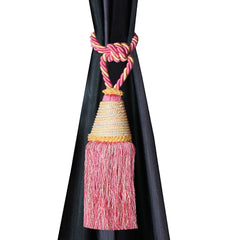 Kuber Industries Beads Beautiful Design Polyester 12 Pieces Curtain Tie Back Tassel Set (Pink) CTKTC33530