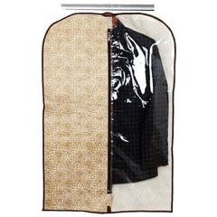 Kuber Industries Exclusive Metalic Printed Half Transparent Non Woven Men's Coat Blazer Cover (Golden & Brown) - CTLTC038145