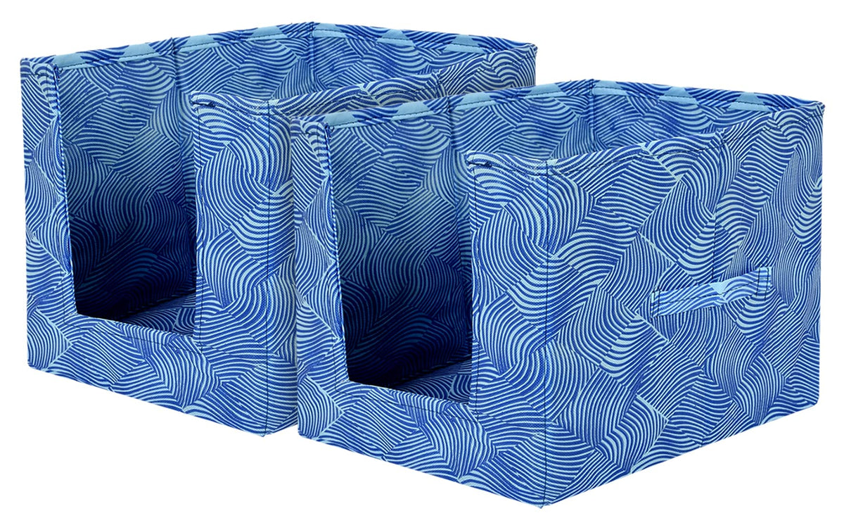Kuber Industries Lehariya Printed Multiuses Non-Woven Closet Organizer With Handles- Pack of 2 (Blue) -HS43KUBMART26489