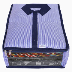 Heart Home Lining Print Cotton Shirt Cover/Clothing Organizer/Wardrobe Organizer With Window For Home, Traveling Pack of 2 (Blue) 52HH4097