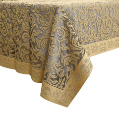 Kuber Industries Leaf Design Cotton Table Cover for Denter Table and 4 Seater Center Table(Gold)-KUBMART15502, Standard Pack of 1