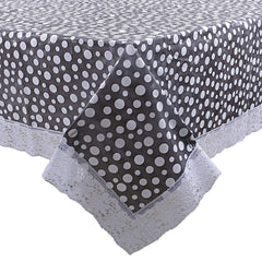 Kuber Industries Dots Design PVC 6 Seater Dining Table Cover 78"x54" (Grey)