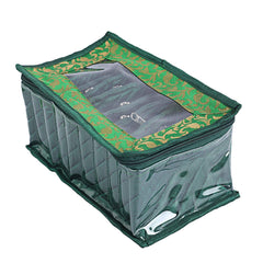 Kuber Industries Laminated Satin 10 Pouch Jewellery Box, Pink and Green - 2 Piece