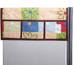 Kuber Industries Leaf Design PVC Fridge/Refrigerator Top Cover (Gold & Maroon) CTKTC33847