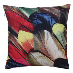 Heart Home Cushion Cover|Sofa Cushion Covers|Perrot Feather Print Sitting Cushion Cover|Polyester Cushion Filler|16x16 Inch|Set of 5 (Multicolor)