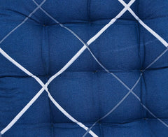 Heart Home Geomatric Printed Microfiber Square Chair Pad Seat Cushion for Rocking Chair, Office Chair, Dinning Chair, Indoor/Outdoor with Ties, 18 * 18 Inch- Pack of 4 (Blue)