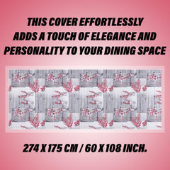 Kuber Industries Dining Table Cover | Kitchen Dining Tablecloth | 8 Seater Dining Table Cover | Dining Table Cover for Hall Décor | Pink Flower Kitchen Tablecloth | 60x108 | Gray