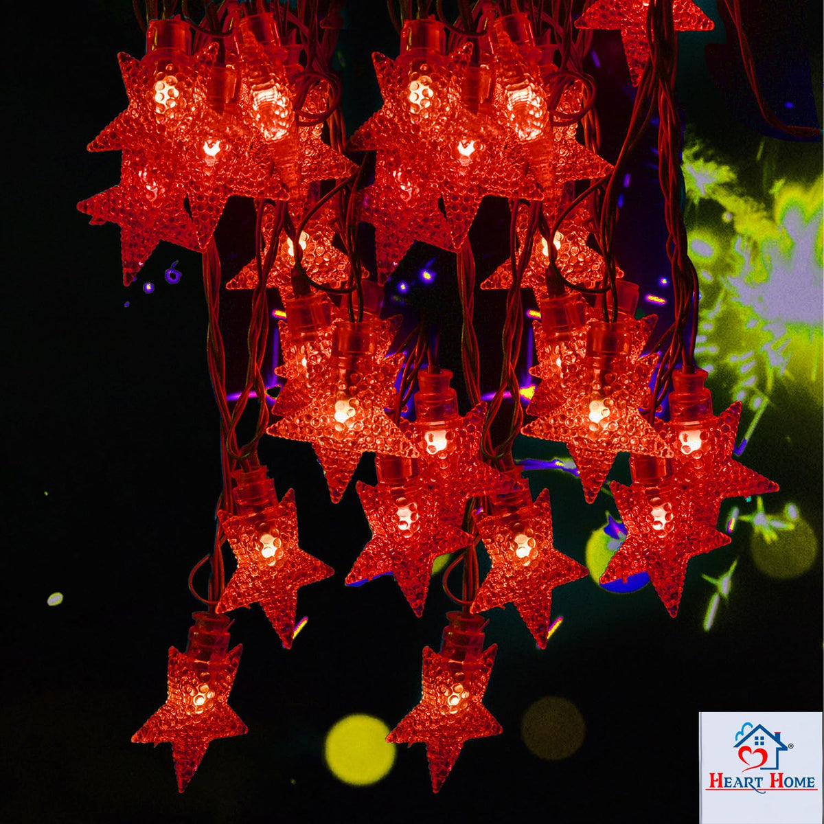 Kuber Industries Diwali Lights | 20 Stars Fairy Lights for Diwali | Christmas | Home Decoration | Indoor & outdoor | Diwali Lights for Decoration | Chota Star | Maroon