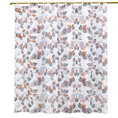 Kuber Industries Floral PVC Shower Curtain with 8 Hooks - 54"x84", Multicolour