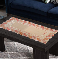 Kuber Industries Leaf Design Virgin Viny Soft Fabric Dining Table Runner 34"x17" or 84 x 42 cm (Cream) - CTKTC45909