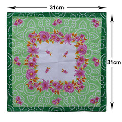 Heart Home Handkerchiefs|Soft Cotton Bandhani Print Hankies for Woman,Girls & Wicking Sweat from Hands,Face,Set of 12 (Multicolor)