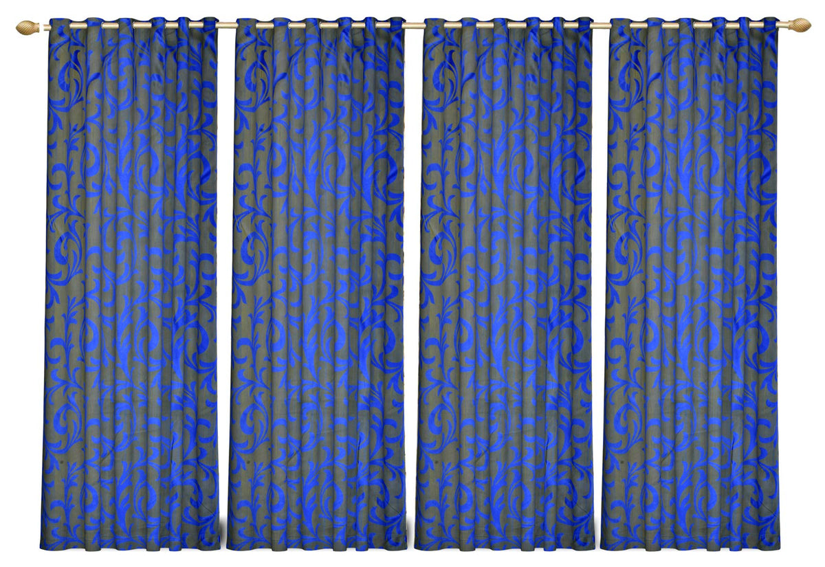 Kuber Industries Leaf Print 4 Pieces Room Darkening Door Curtain, 7 Feet (Blue) (KUBMART011215)