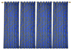 Kuber Industries Leaf Print 4 Pieces Room Darkening Door Curtain, 7 Feet (Blue) (KUBMART011215)