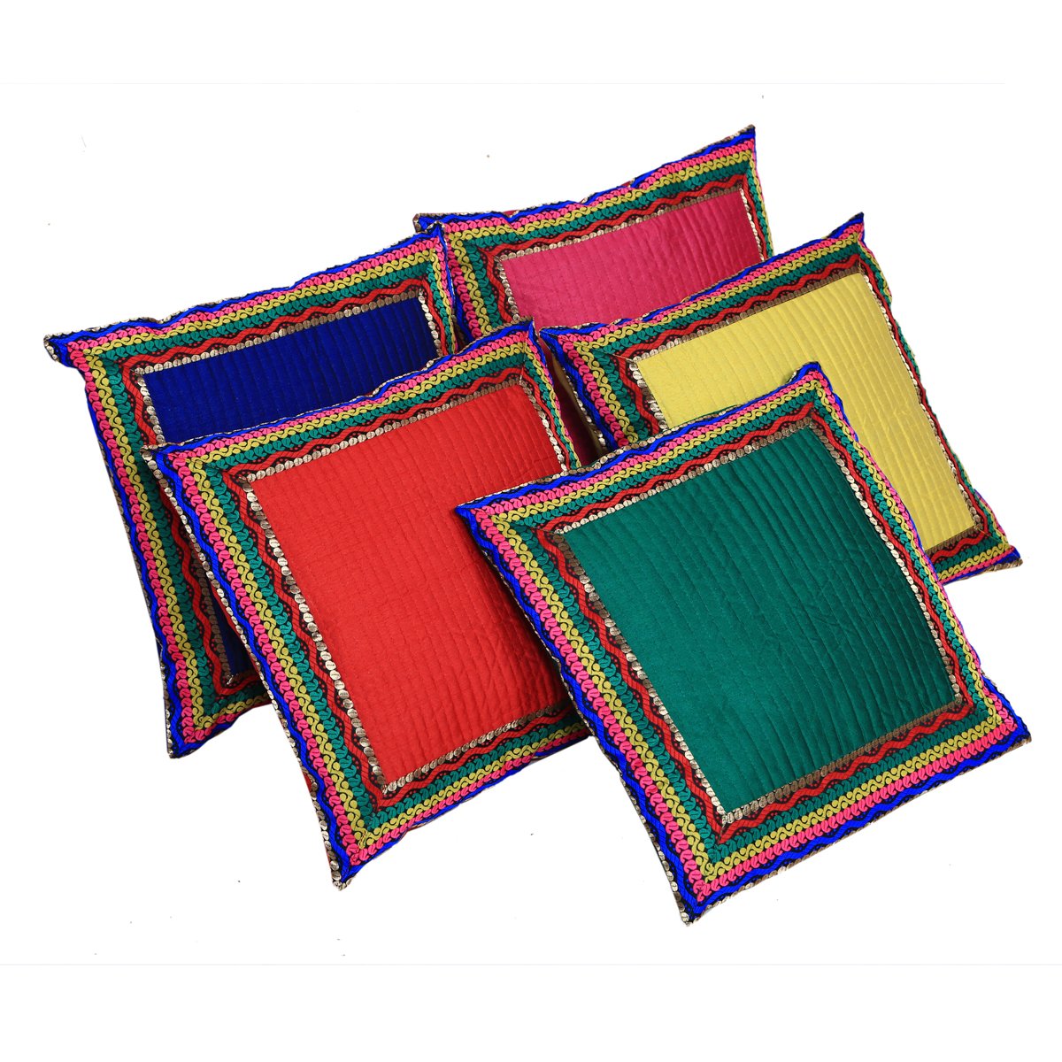 Kuber Industries Cotton 5 Piece Cushion Cover Set - 15.7"x15.7", Multicolour