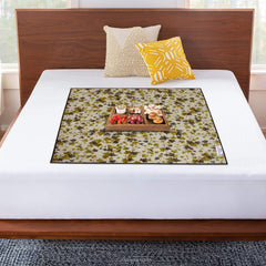 Heart Home PVC Floral Print Both Sided Bed Server Food Mat, Bedsheet Protector for Home 36"x36" (Green) 54HH4337.