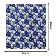 Kuber Industries Double Bedsheet|Glace Cotton Leaf Print Bedsheet with 2 Pillow Covers for Living Room|Bedroom|90x100 Inch (Navy Blue)