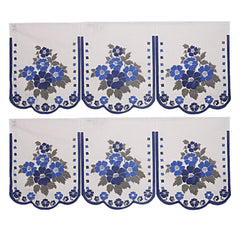 Kuber Industries Flower Design 6 Piece Cotton Sofa Cover Set - White & Blue, Standard Size (CTKTC03475)
