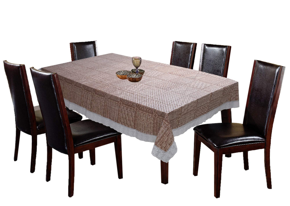 Kuber Industries Checkered Design PVC 6 Seater Dining Table Cover (Brown)-CTKTC14368
