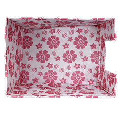 Heart Home Flower Printed Non-Woven Foldable Shirt Stacker Closet Organizer With Handles- Pack of 6 (White & Pink)-HS43HEARTH26514