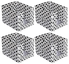 Kuber Industries Dot Print Non-Woven 4 Pieces Shirt Stacker Closet Organizer - Shirts and Clothing Organizer With Handle (Black & White)-KUBMART16084