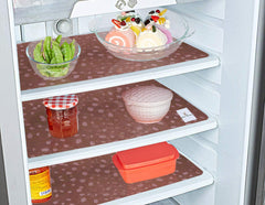 Kuber Industries Diamond Design 6 Pieces PVC Refrigerator/Fridge Multipurpose Drawer Mat Set(Brown)-CTKTC32425