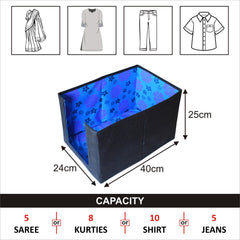 Homestic Pack of 12 Shirt Organizer for Wardrobe|Foldable & Non- woven Shirt Stacker|Designer Cupboard Organizer for Clothes |Clothes Storage box|Sturdy Cardboard Base (Blue)