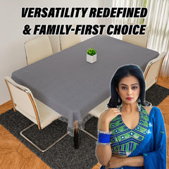 Heart Home Dining Table Cover | Kitchen Dining Tablecloth | 6 Seater Dining Table Cover | Dining Table Cover for Hall Décor | Plain Texture Tablecloth | DTC | 60x90 | Gray