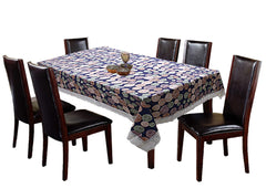 Kuber Industries 6 Seater Dining Table Cover|Circle Design & Water Proof PVC Material|Heat Resistant, Size 228 x 152 CM(Blue) - CTKTC040129