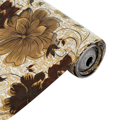 Kuber Industries Flower Printed PVC Anti Slip Skid Shelf Mat, 5 Mtr (Brown), Standard