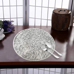 Kuber Industries Cutwork Design Soft Leather 6 Pieces Dining Table Round Placemat Set (Silver) - CTKTC045889