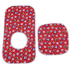 Kuber Industries Cotton 2 Pieces Waterproof Baby Apron with Two Baby Food Mat (Blue and Red), CTKTC13876
